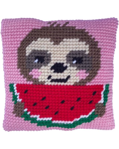 Sloth Munch kussen voorbedrukt borduurpakket nw-lh03-004 STITCHCOMPANY