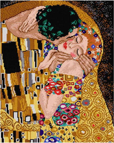 The Kiss van Gustav Klimt kruissteek bedrukt borduur gobelin 40x50cm van ORCHIDEA 089.2082M