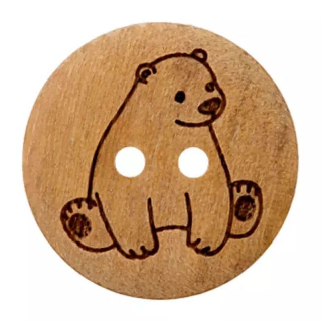 Ijsbeer houten knoop 15mm 2-gaats UNION KNOPF 0454436.0016