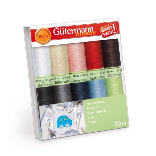 Siersteekgaren 30m/10st naaigarenset van GUTERMANN 002.731154