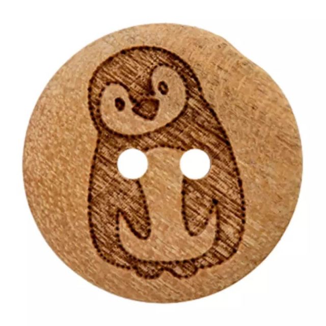 Pinguïn houten knoop 15mm 2-gaats UNION KNOPF 0454436.0161