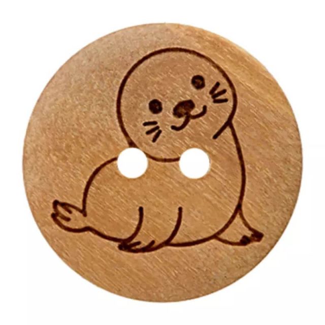Zeehond houten knoop 15mm 2-gaats UNION KNOPF 0454436.0162