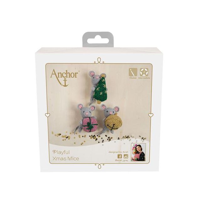 Speelse kerstmuizen haakset van ANCHOR 058.A28C01009061