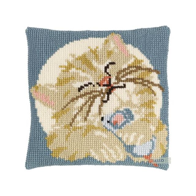 Poesje met muis voorbedrukt kussenpakket van PAKO 076.003297