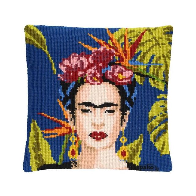 Frida Kahlo kussen voorbedrukt borduurpakket van PAKO 076.160802