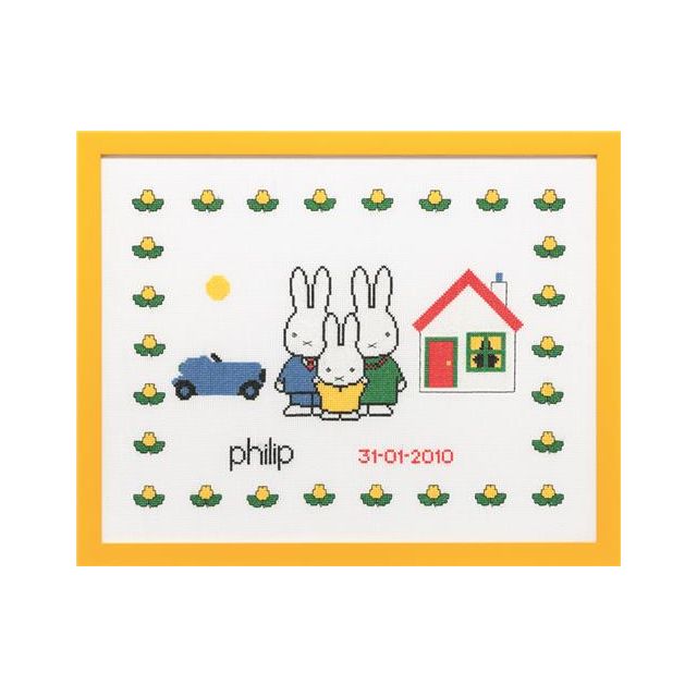 Ouders Nijntje geboortetegel borduurpakket van PAKO 076.230279
