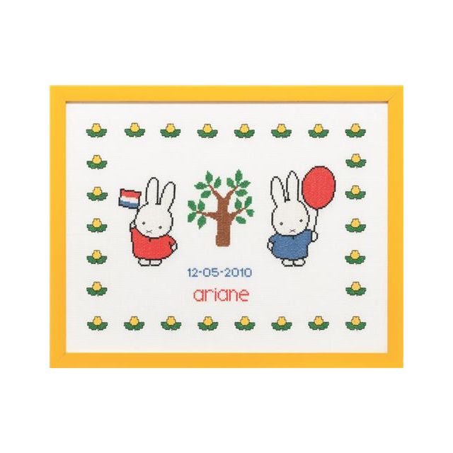 Feest Nijntje geboortetegel borduurpakket van PAKO 076.230280