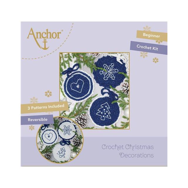 Haakpakket kerstversiering wit-blauw ANCHOR 090.AKE0012