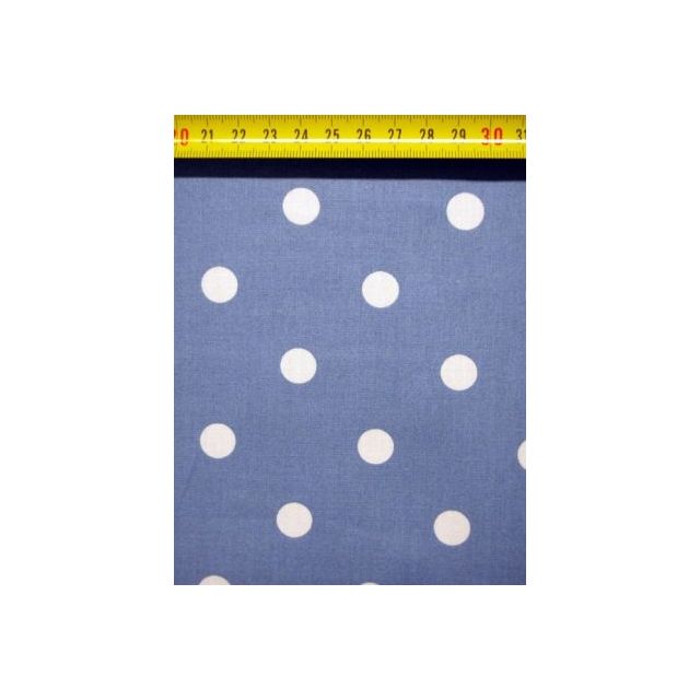 Denimkleurige katoenen stof DANIELLE met witte stippen L BERTRUMS