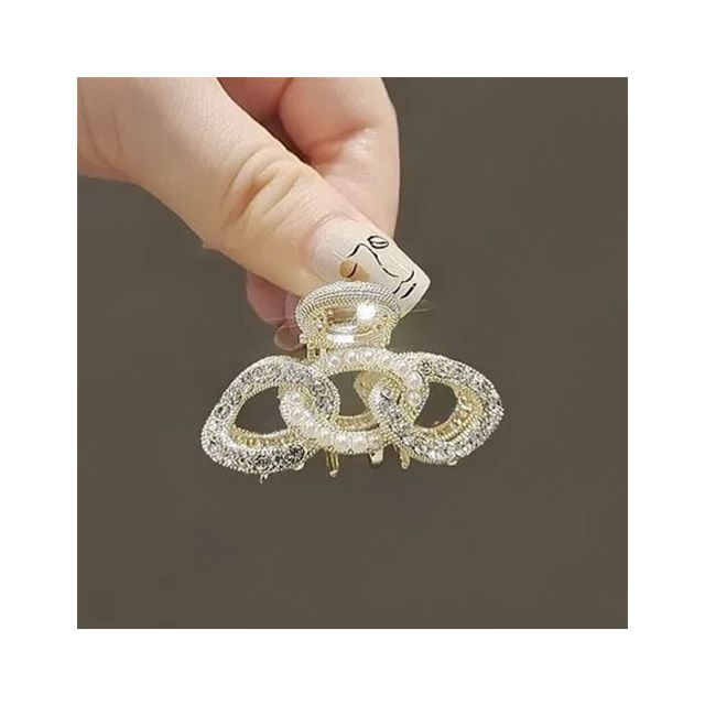 Drie lusjes met parels en steentjes Haarklem