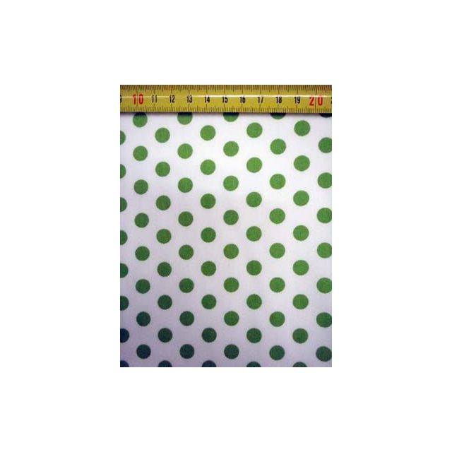 Witte stof met lime groene stippen 100% katoen 140cm breed van BERTRUMS 1271