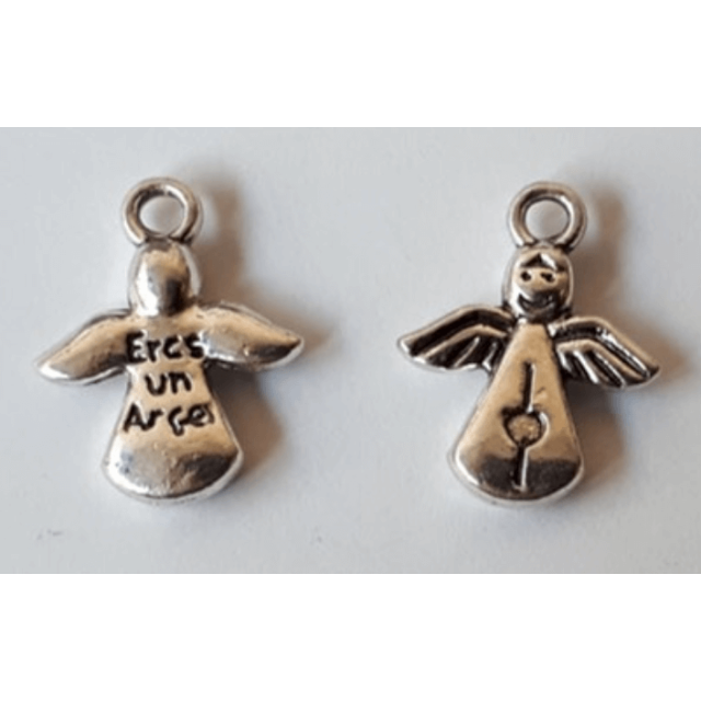 Bedel beschermengeltje 17 x 13 mm antiek zilver B271