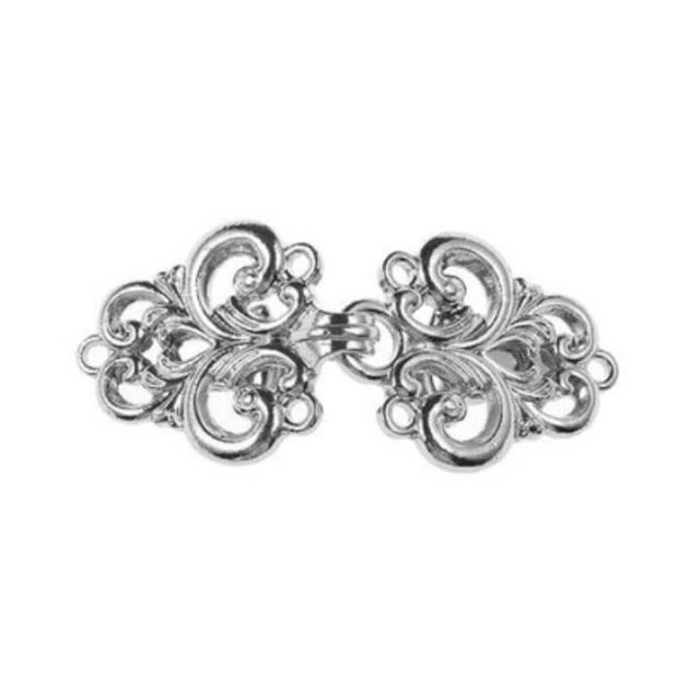 Silver baroque flowers haak en oog vestklemmen