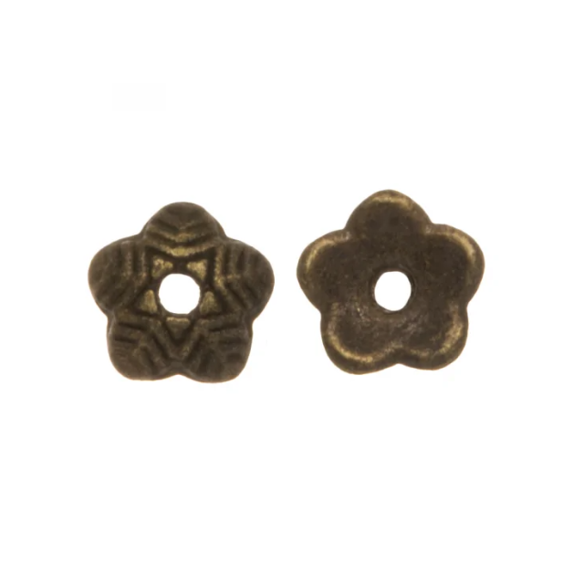 Kralenkapje bloem met streepjes 6 x 1,5 mm brons 25 stuks van DB P876