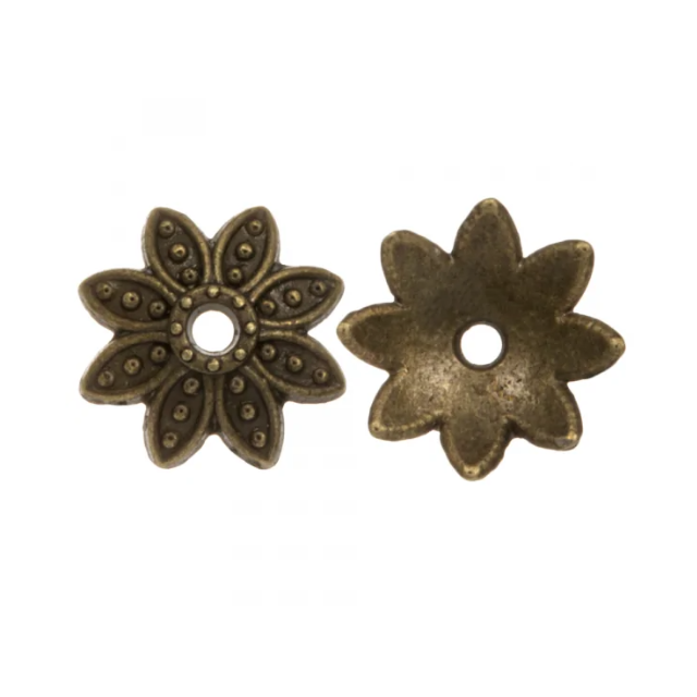 Kralenkapje bloem met stipjes 9 x 2mm brons 25 stuks van DB P877