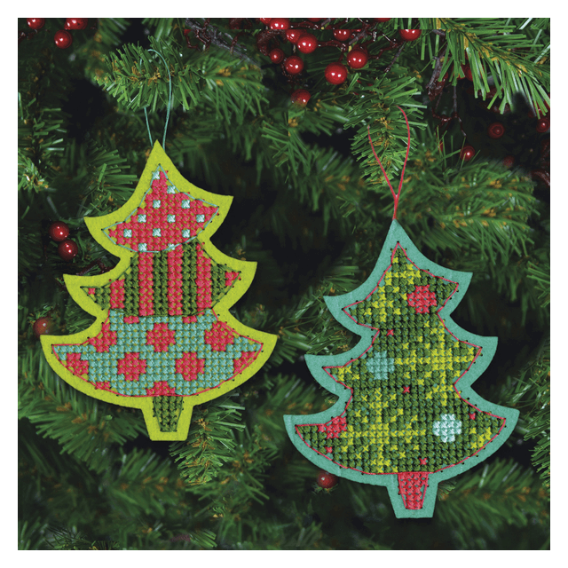Kerstboom kruissteek borduurkit kerstboom ornamenten 13x6cm van DIMENSIONS PN-0174242