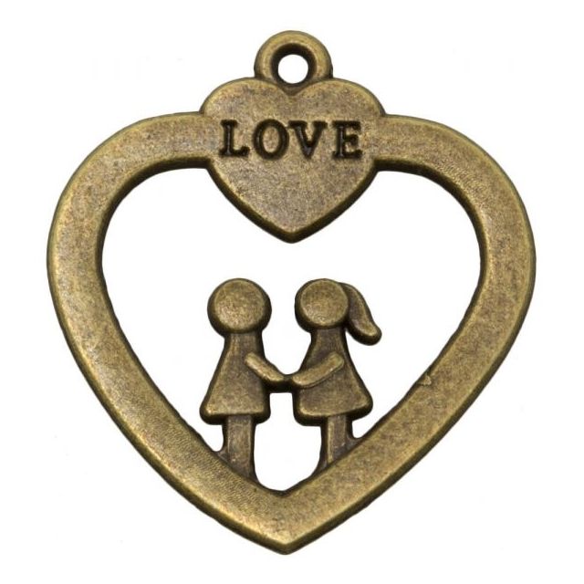 Liefdespaar bedel brons 30x32mm van DREAMBEADS M488