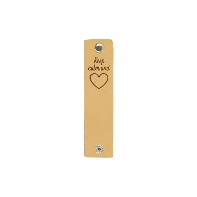 Leren labels met drukknoop Keep Calm and Love 12x3cm 2 stuks van DURABLE 020.1208