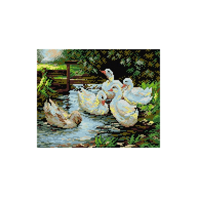 Eenden kruissteek bedrukt borduur gobelin 24 x 30cm van ORCHIDEA 089.2111H