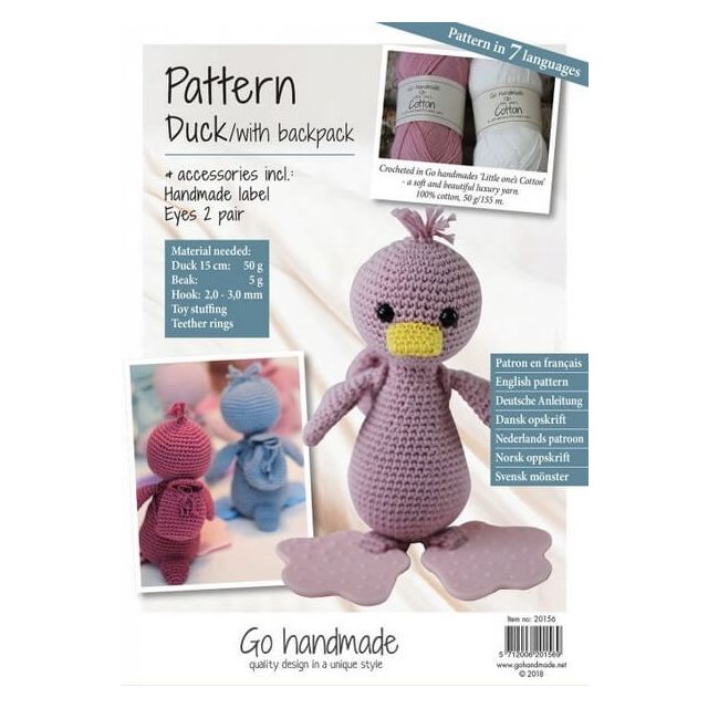 Haakpatroon pakket eend met rugzakje van GO HANDMADE 20156