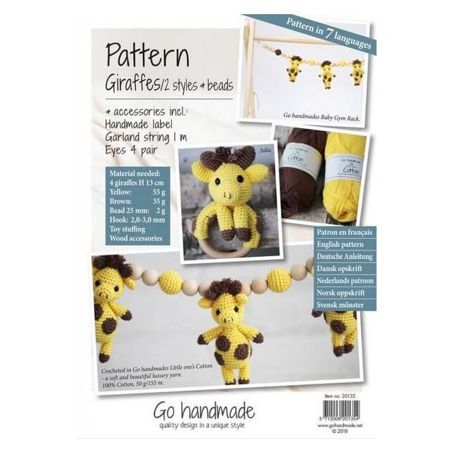 Haakpatroon pakket giraffe slinger en bijtring van GO HANDMADE 20135