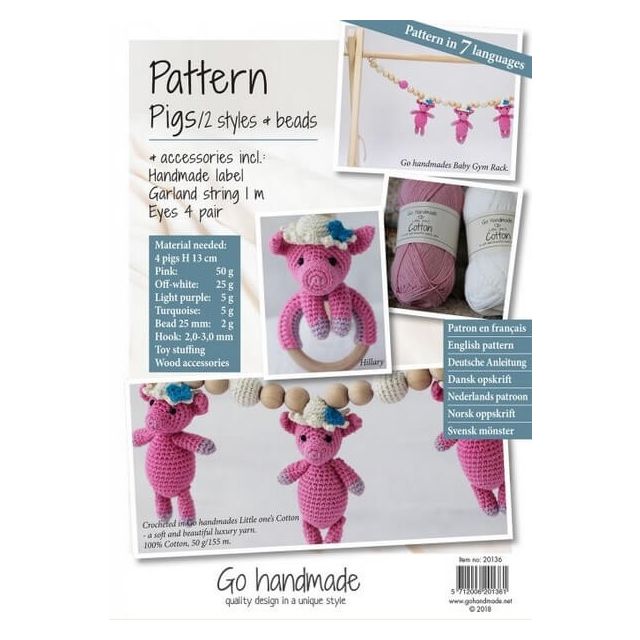 Haakpatroon pakket varkentje in 2 stijlen van GO HANDMADE 20136