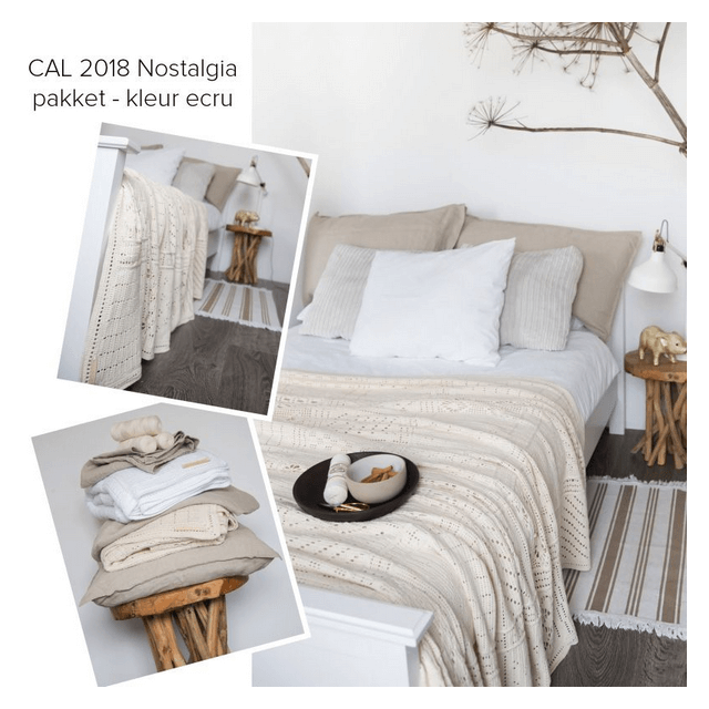 Haakpakket deken ecru 155x205cm Nostalgia CAL2018 van DURABLE 014.128