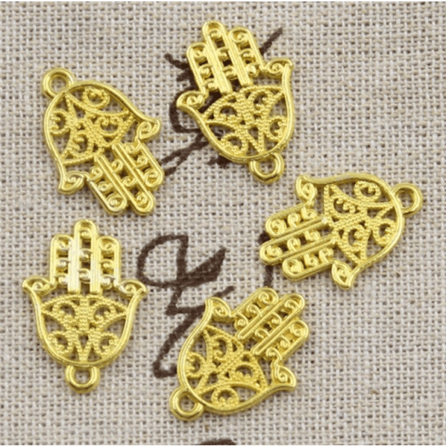 Hamsa Palm Bescherming 20X15 mm bedel goudkleurig