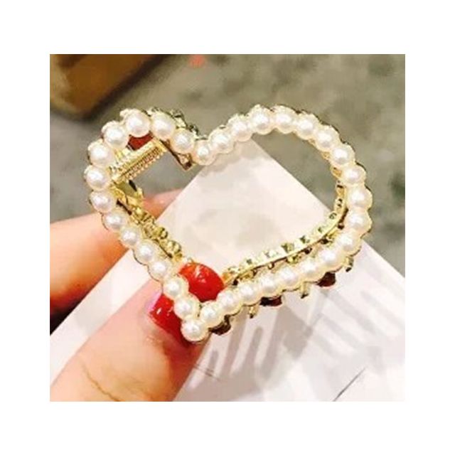 Gouden haarklem hartje parel