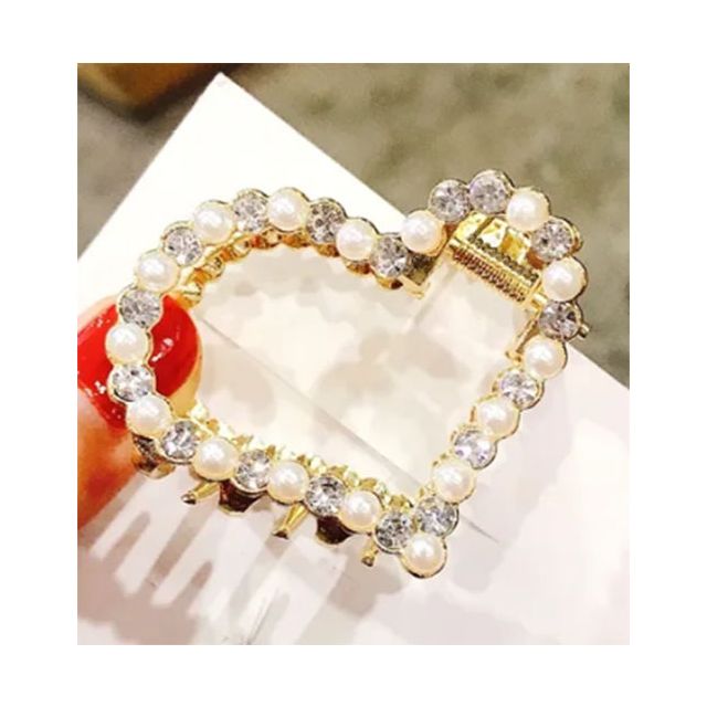 Gouden haarklem hartje parel