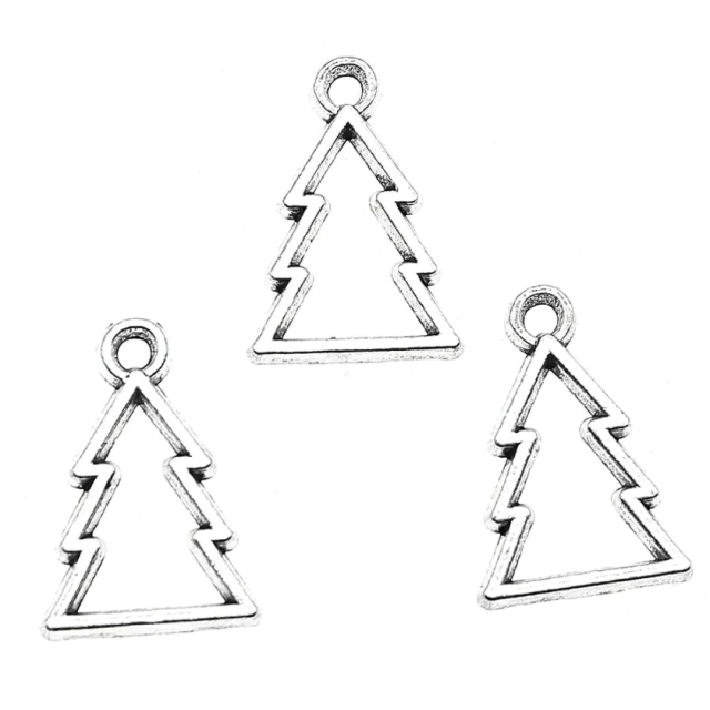 Bedels kerstboompje hol silver kleur 17 x 12 mm