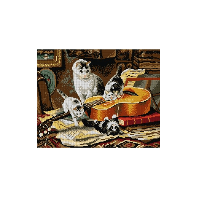 Kittens poezen kruissteek bedrukt borduur gobelin 40 x 50cm van ORCHIDEA 089.1903M