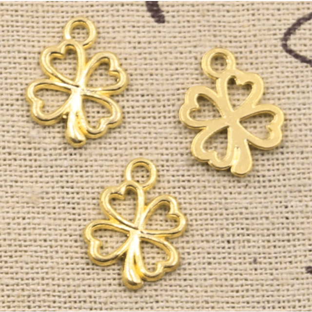 Klavertje vier 17X14mm bedel goudkleurig