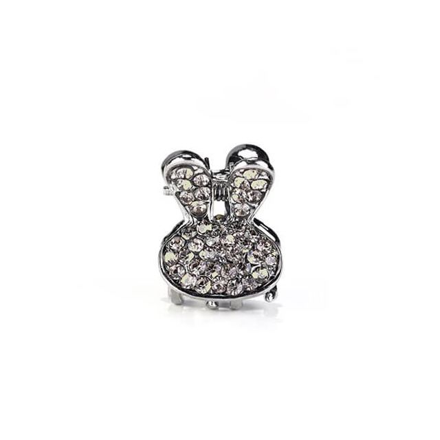 Konijn metalen haarklem met gele strass steentjes