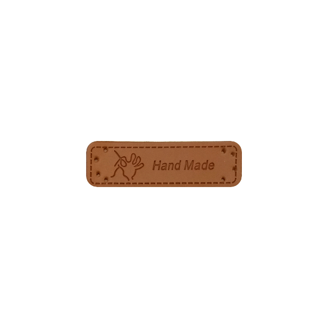 Leren Handmade label hand&draad 50x10mm