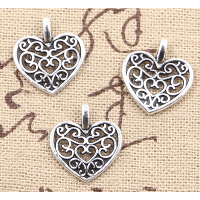 Lovely hart bedel 11 bij 14mm silver plated
