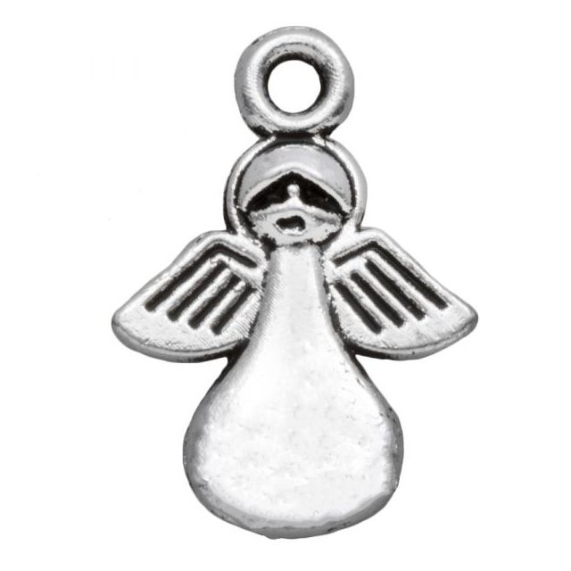 Bedel Engeltje 17 x 13 mm antiek zilver M1110
