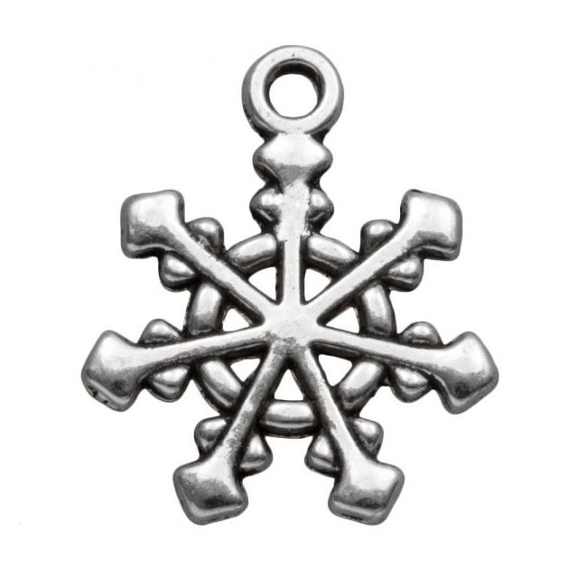 Bedel Sneeuwvlok (20 x 17 mm) antiek zilver