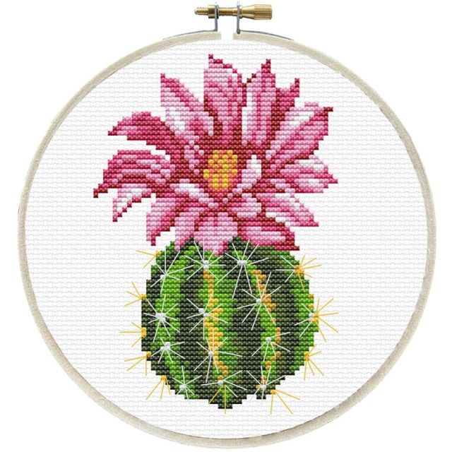Pink cactus voorbedrukt borduurpakket STITCHCOMPANY nw-nc240-062