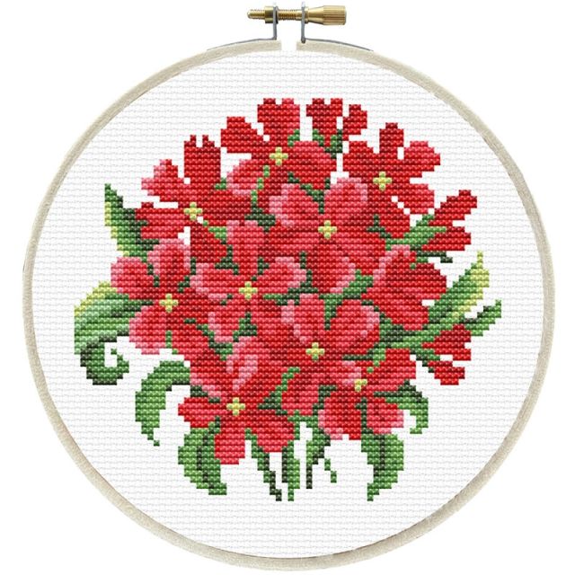 Red bouquet voorbedrukt borduurpakket STITCHCOMPANY nw-nc240-064