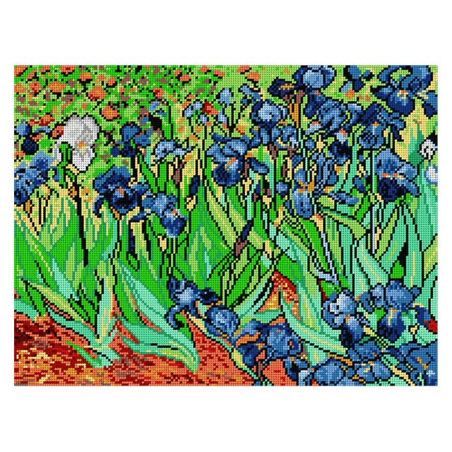 Irises van Vincent van Gogh kruissteek bedrukt borduur gobelin 36x48cm van ORCHIDEA 089.1202M