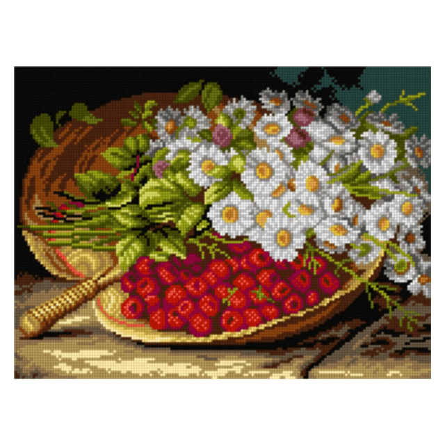 Zomer stilleven kruissteek bedrukt borduur gobelin 30x40cm van ORCHIDEA 089.3000J