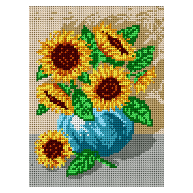 Zonnebloemen kruissteek bedrukt borduur gobelin 24 x 18cm van ORCHIDEA 089.1324F