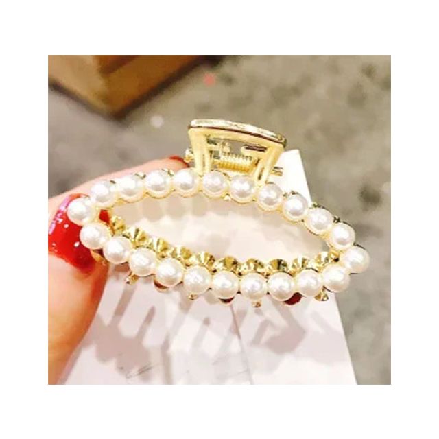 Gouden haarklem ovaal parel