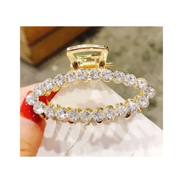 Gouden haarklem ovaal strass