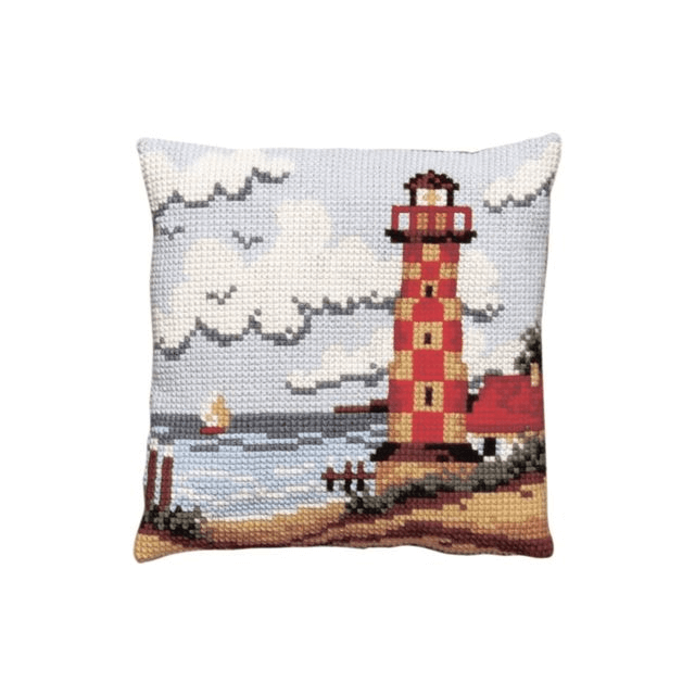 Vuurtoren kruissteek borduurpakket kussen 40x40cm van PAKO 076.003191