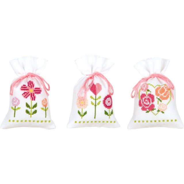Kruissteek borduurpakket Kruidenzakje kit Leuke bloemen set van 3 VERACHTERT pn-0157033