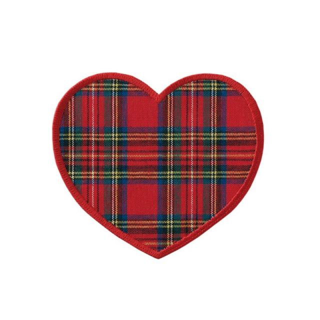 Hart schotse ruit elleboog- of kniestukken applicatie rood MONO QUICK 12243