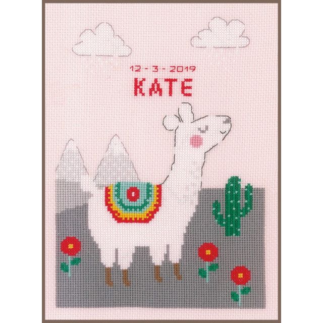 Leuke Lama geboortetegel borduurpakket VERVACO pn-0178408