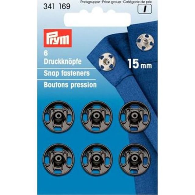 Drukkers15 mm zwart van PRYM 022.341169